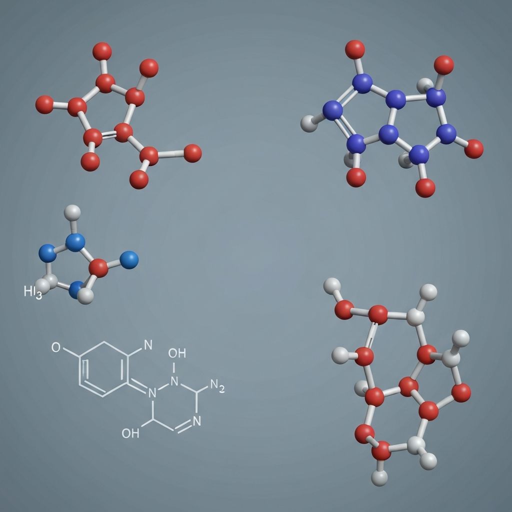 Scientific illustration of vitamin and mineral molecular structures